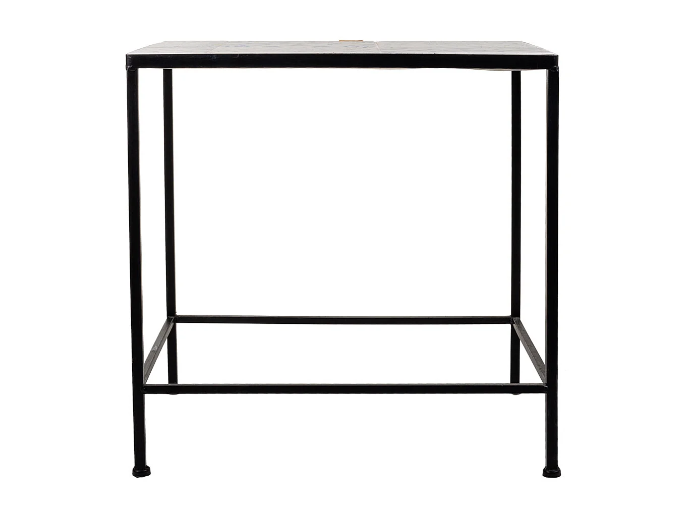 Set mit 2 Tischen aus schwarzem Schmiedeeisen und Mosaik