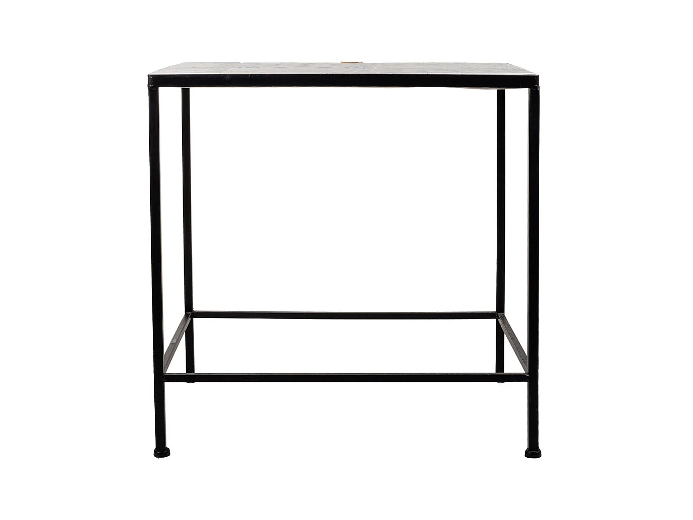 Set de 2 tables en fer forgé et mosaïque noires