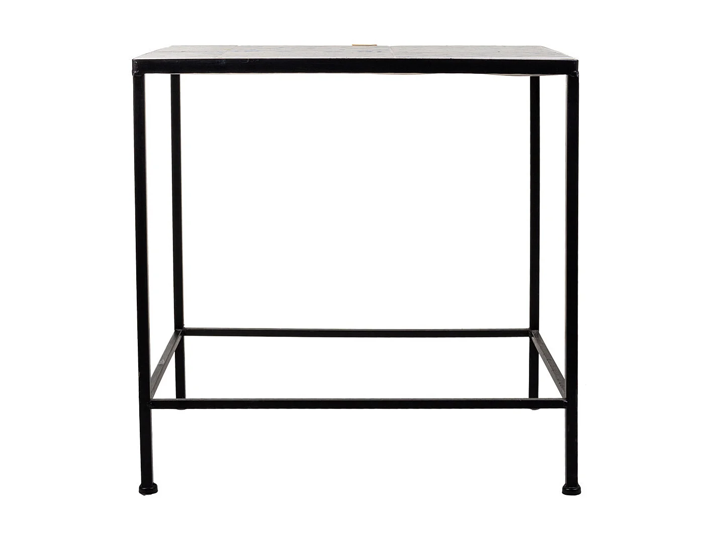 Set mit 2 Tischen aus schwarzem Schmiedeeisen und Mosaik