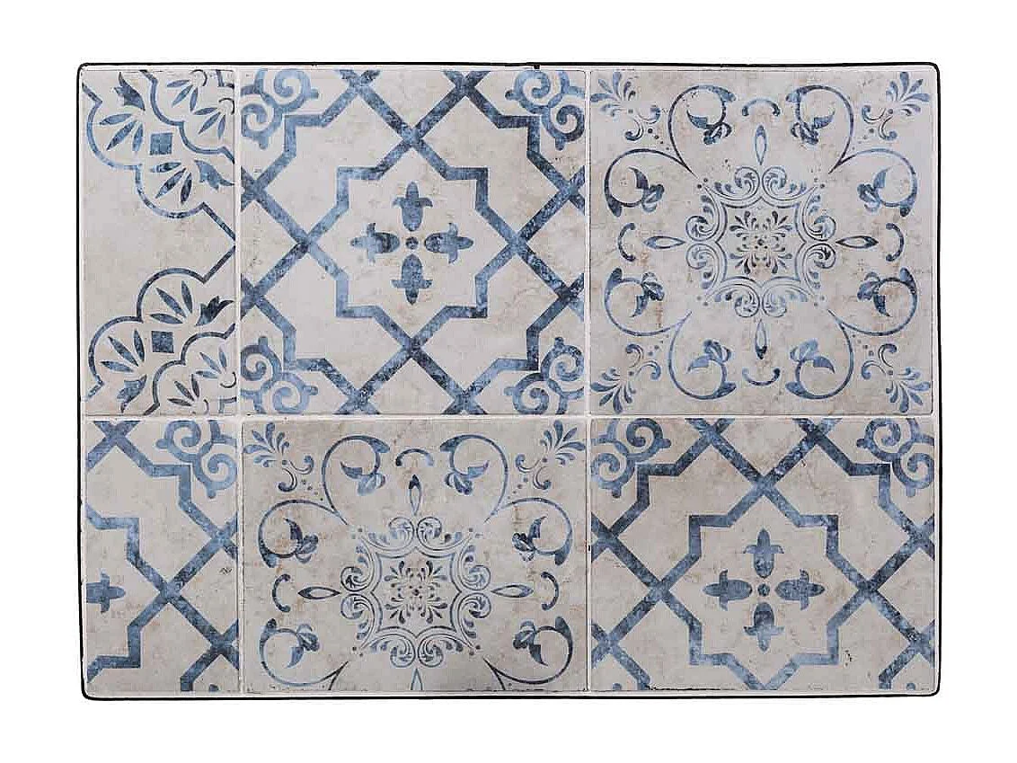 Set di 2 tavolini in ferro battuto nero e mosaico