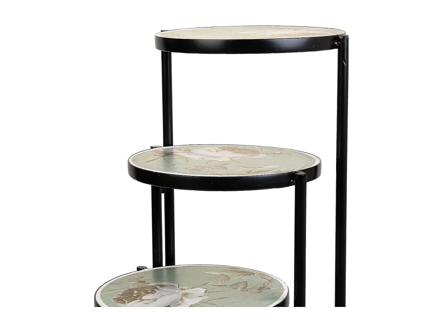 Schwarzes Mosaik und schmiedeeiserne Stütze D30x68h-T25x61h-T20x51h cm