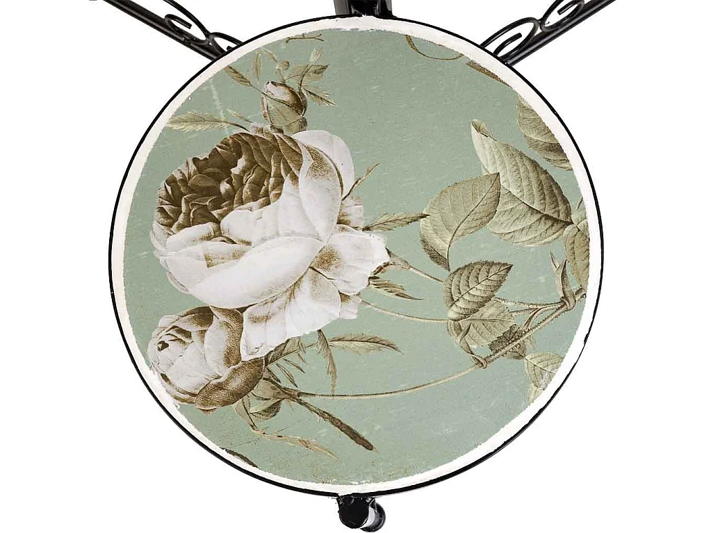 Schwarzes Mosaik und schmiedeeiserne Stütze D30x68h-T25x61h-T20x51h cm