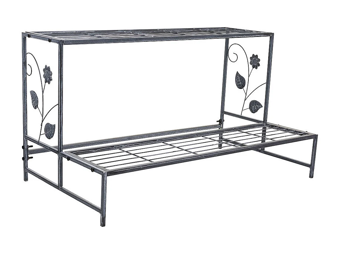 Grauer Blumentopfträger aus Metall, 80x44x44h cm