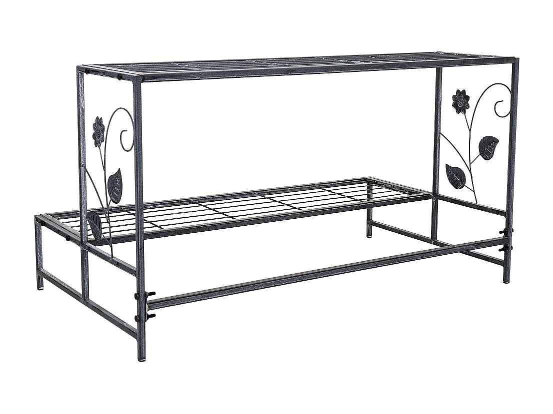 Grauer BlumentopftrÃ¤ger aus Metall, 80x44x44h cm