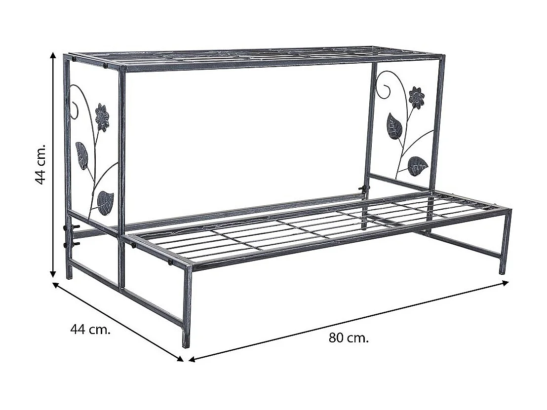 Supporto portavaso in metallo grigio 80x44x44h