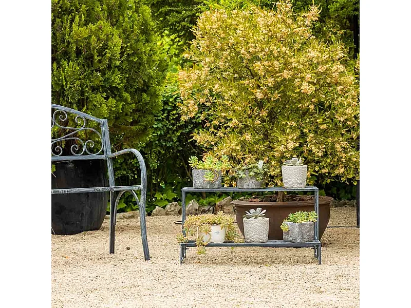 Supporto portavaso in metallo grigio 80x44x44h