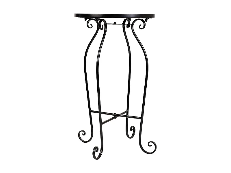 Support en mosaïque et fer forgé noir d35x60h