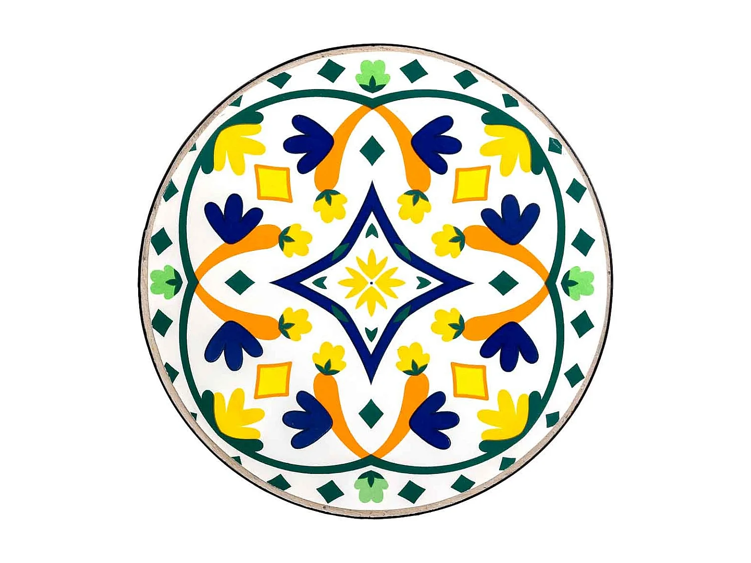 Schwarzes Mosaik und schmiedeeiserne Stütze D35x60h cm