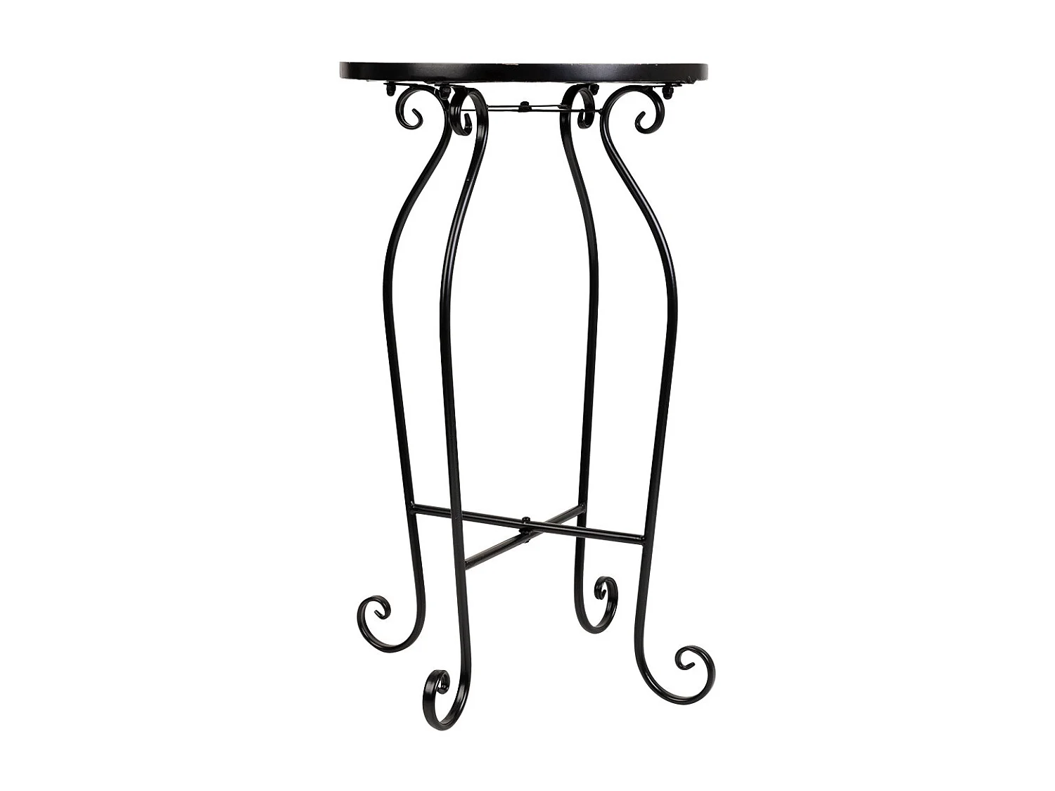 Mosaico preto e suporte em ferro forjado d35x60