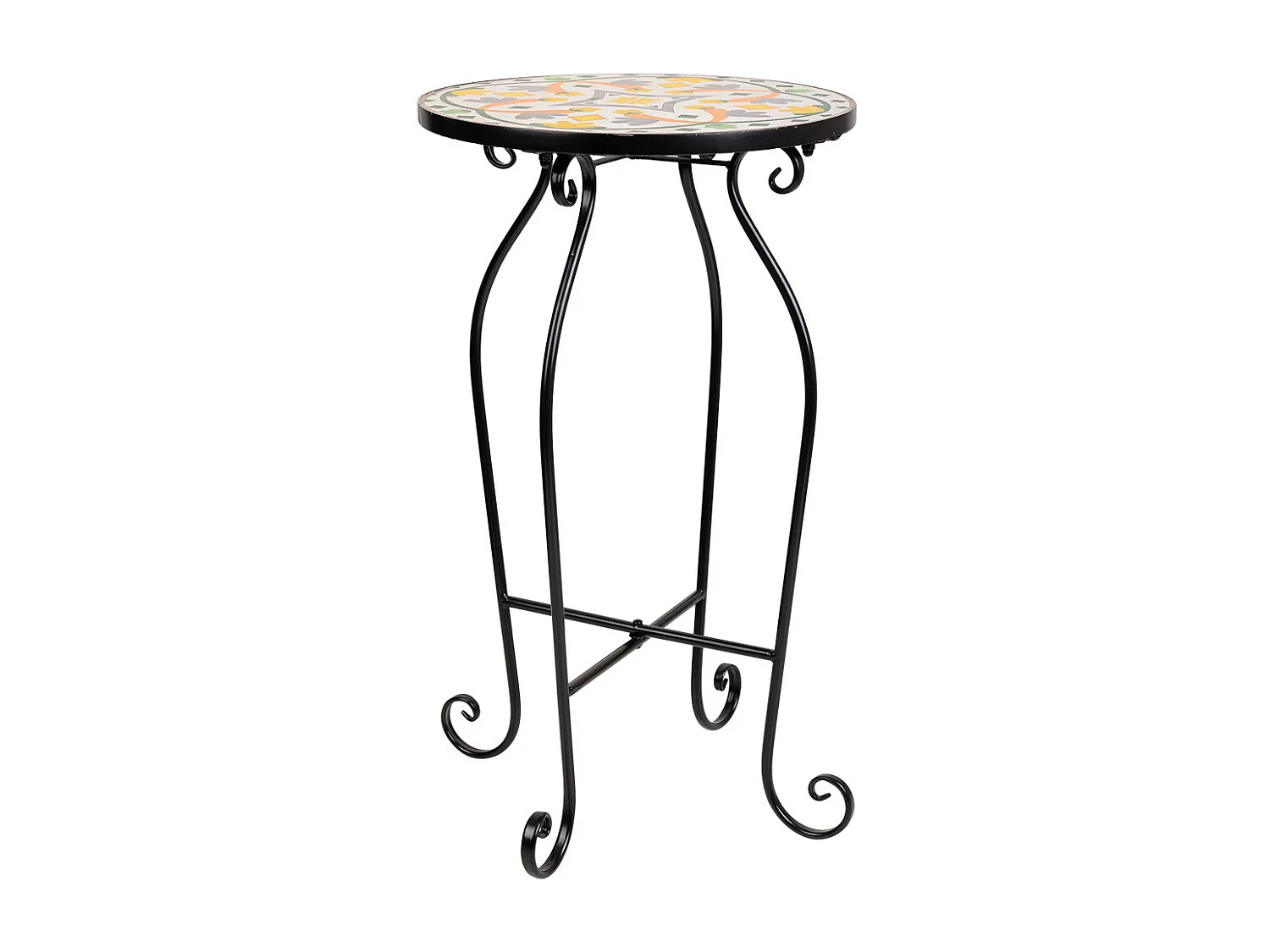 Mosaico preto e suporte em ferro forjado d35x60