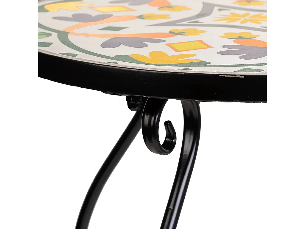 Mosaico preto e suporte em ferro forjado d35x60