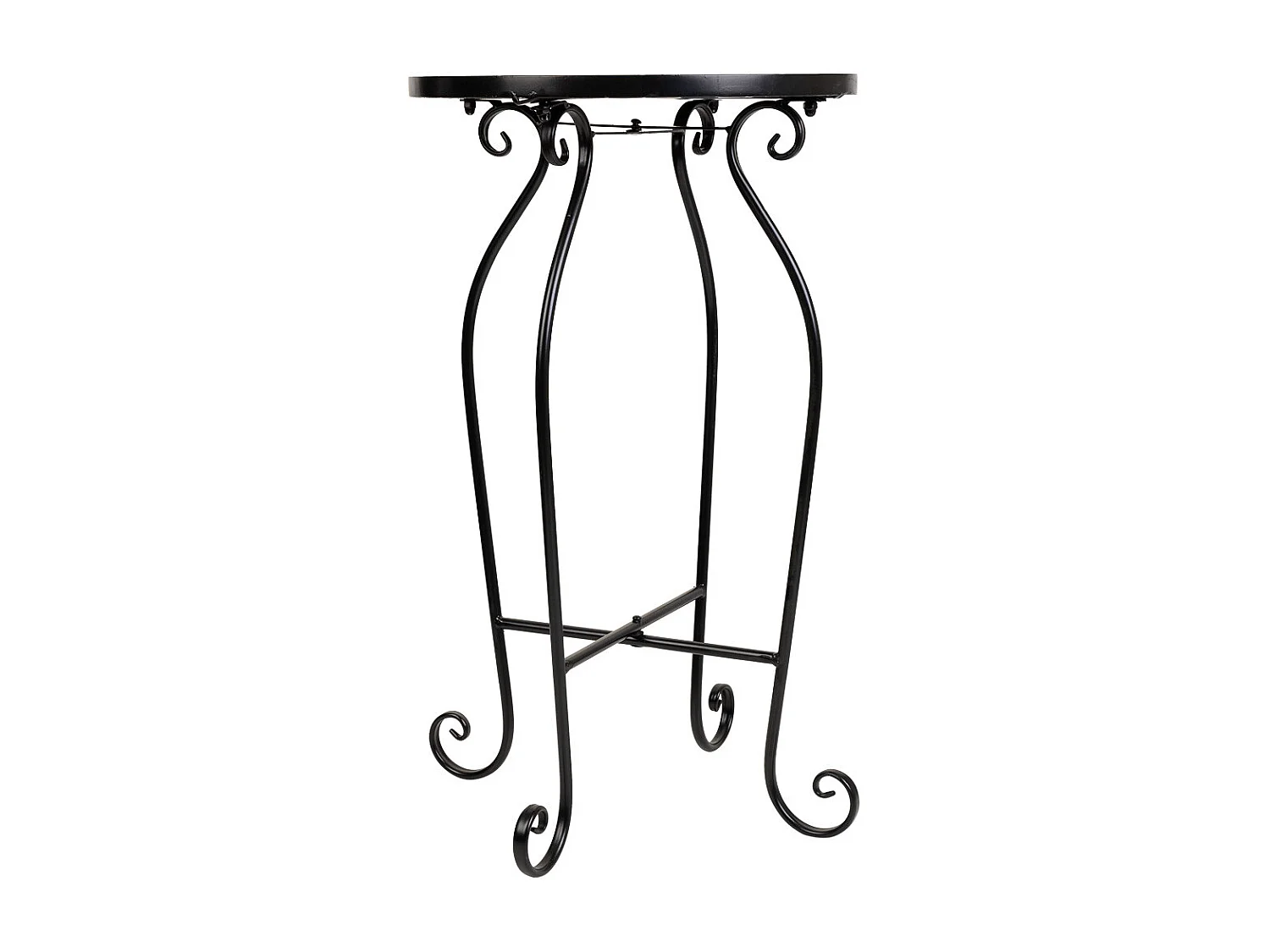 Supporto in mosaico nero e ferro battuto d35x60h