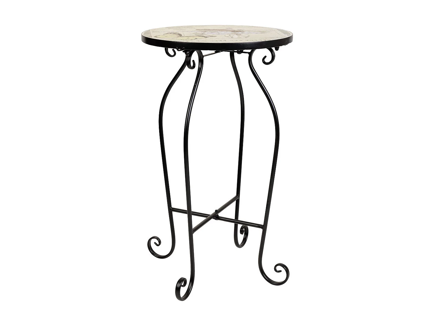 Supporto in mosaico nero e ferro battuto d35x60h