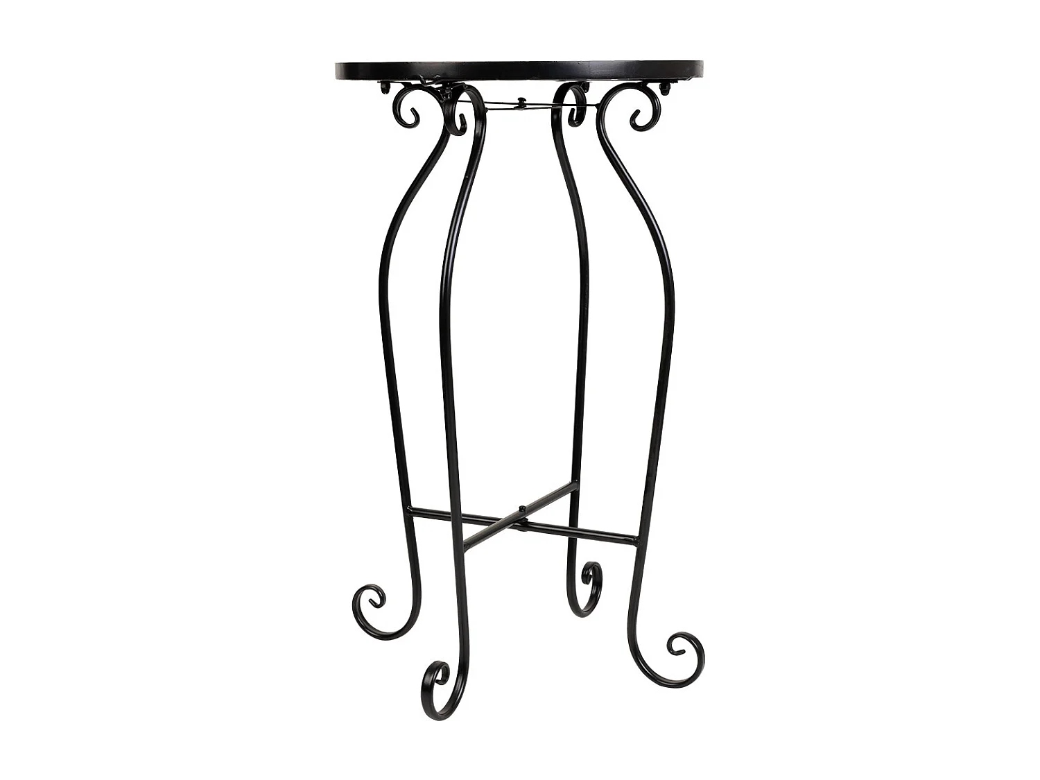 Supporto in mosaico nero e ferro battuto d35x60h