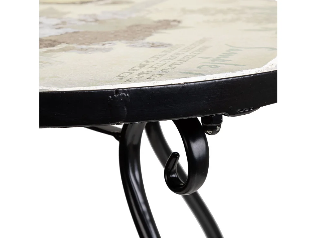 Supporto in mosaico nero e ferro battuto d35x60h