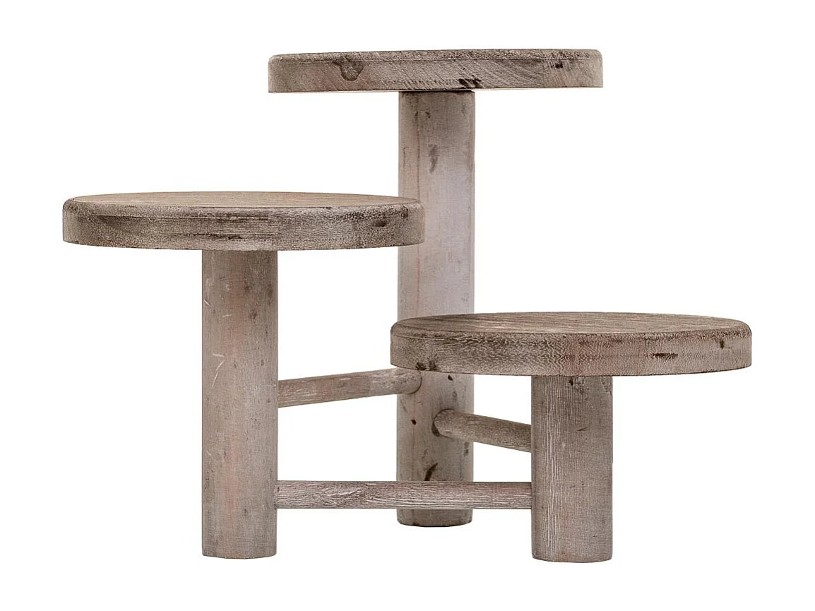 Supporto in legno per 3 vasi marrone d15x20/15/10h