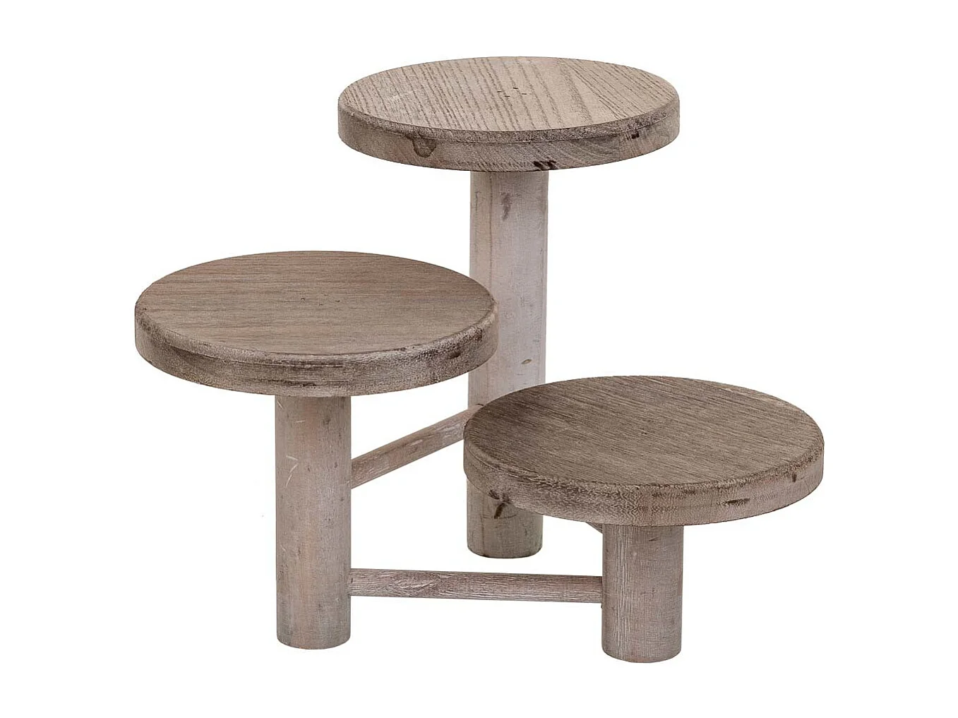 Supporto in legno per 3 vasi marrone d15x20/15/10h