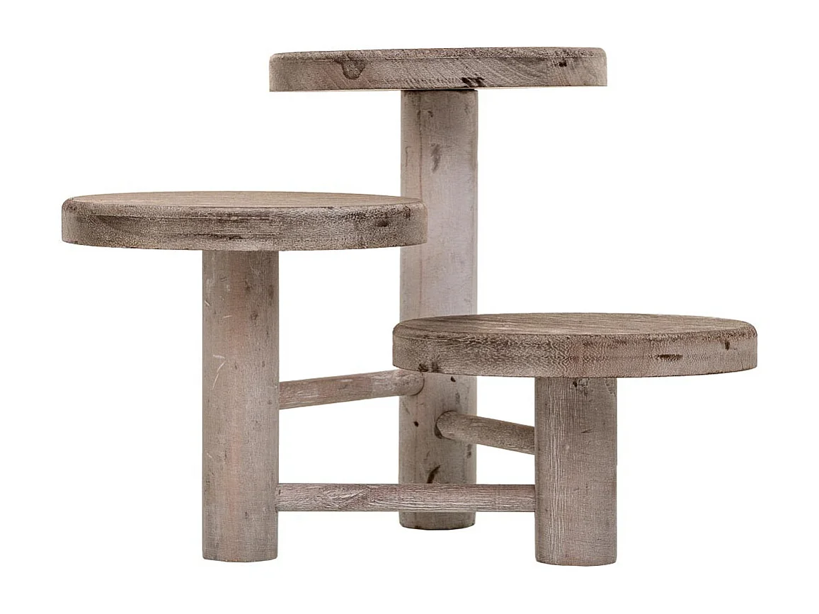 Supporto in legno per 3 vasi marrone d15x20/15/10h