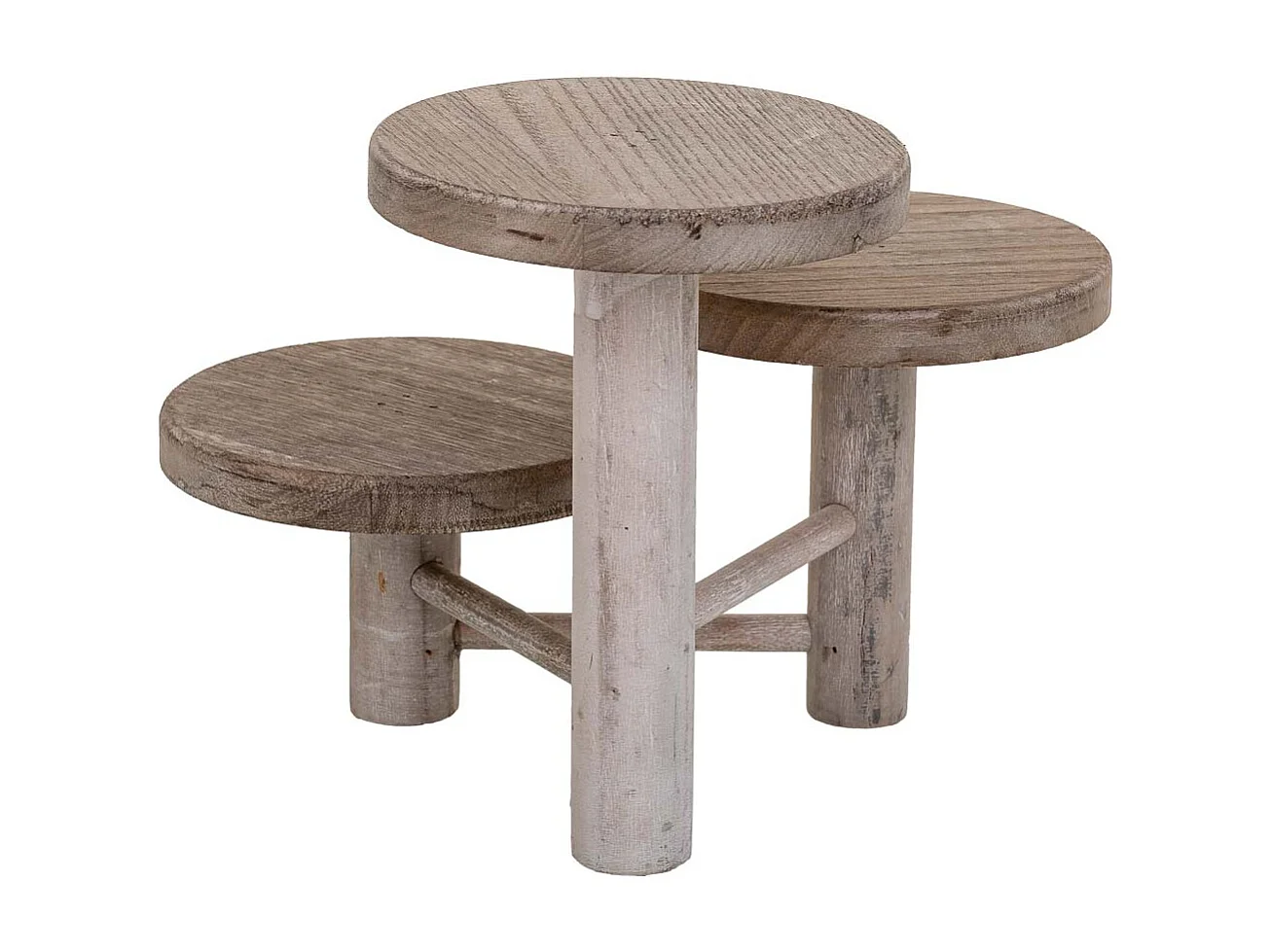 Supporto in legno per 3 vasi marrone d15x20/15/10h