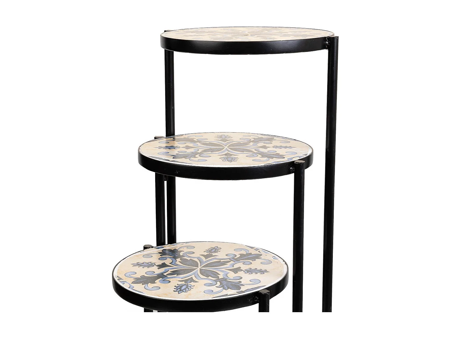 Supporto in mosaico e ferro battuto nero d30x68h-d25x61h-d20x51h