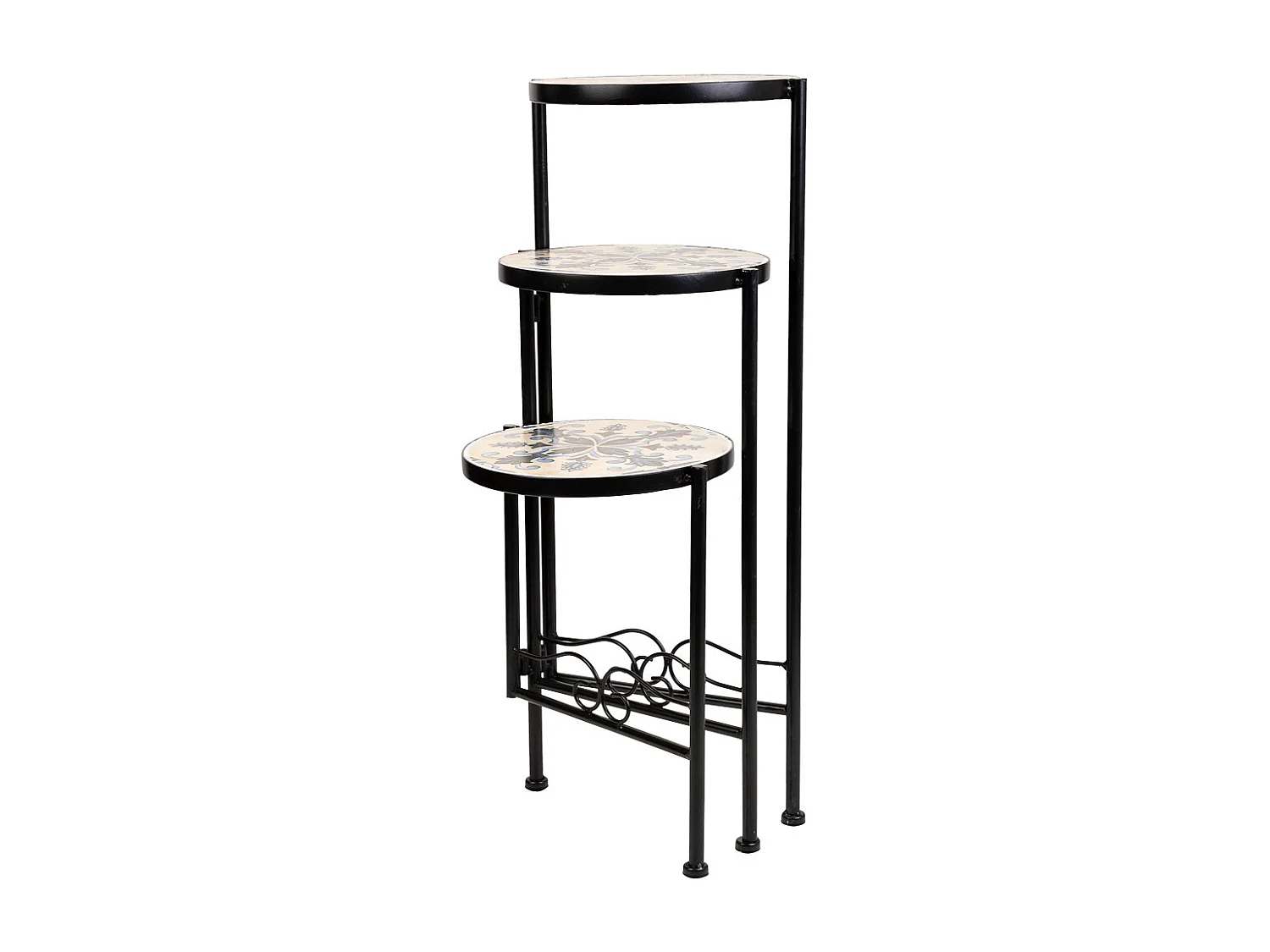 Soporte de mosaico y forja azul d30x68h-d25x61h-d20x51