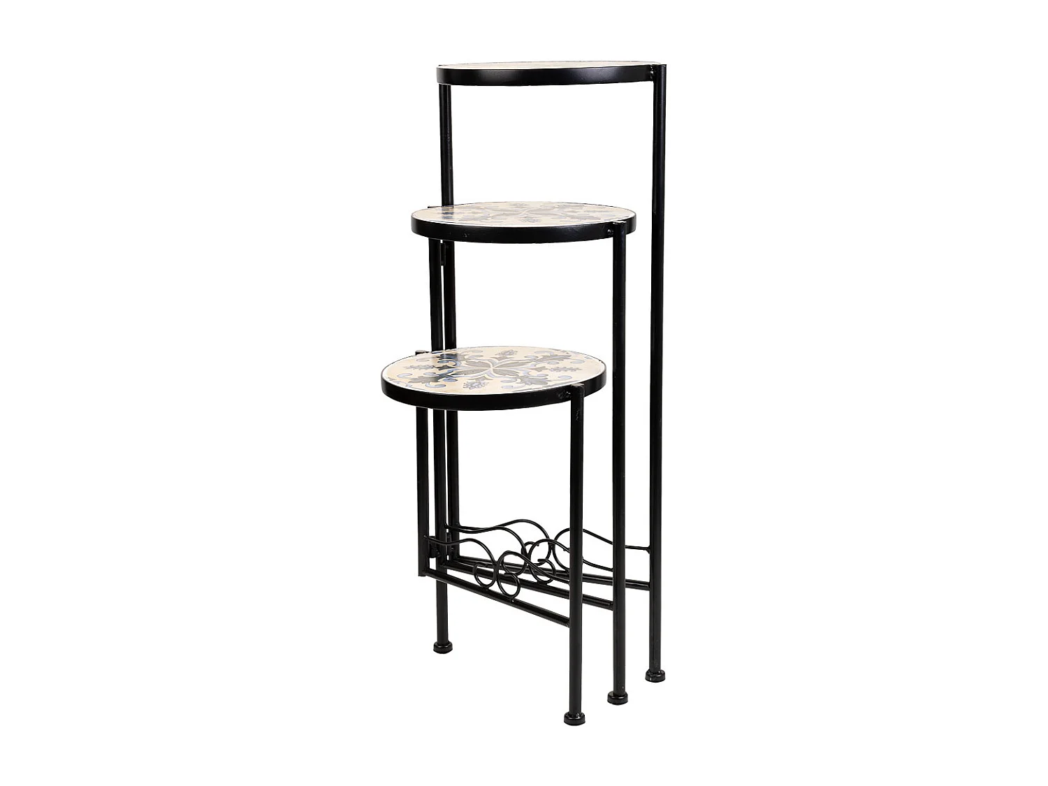 Soporte de mosaico y forja azul d30x68h-d25x61h-d20x51
