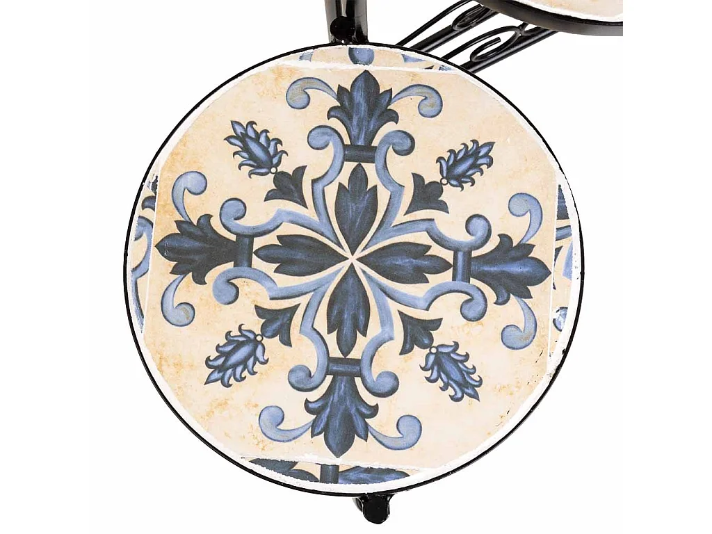 Soporte de mosaico y forja azul d30x68h-d25x61h-d20x51