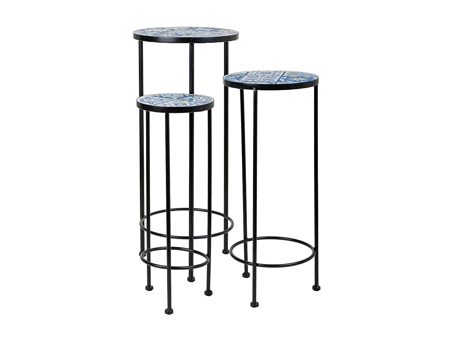 Set di 3 supporti in mosaico nero e metallo