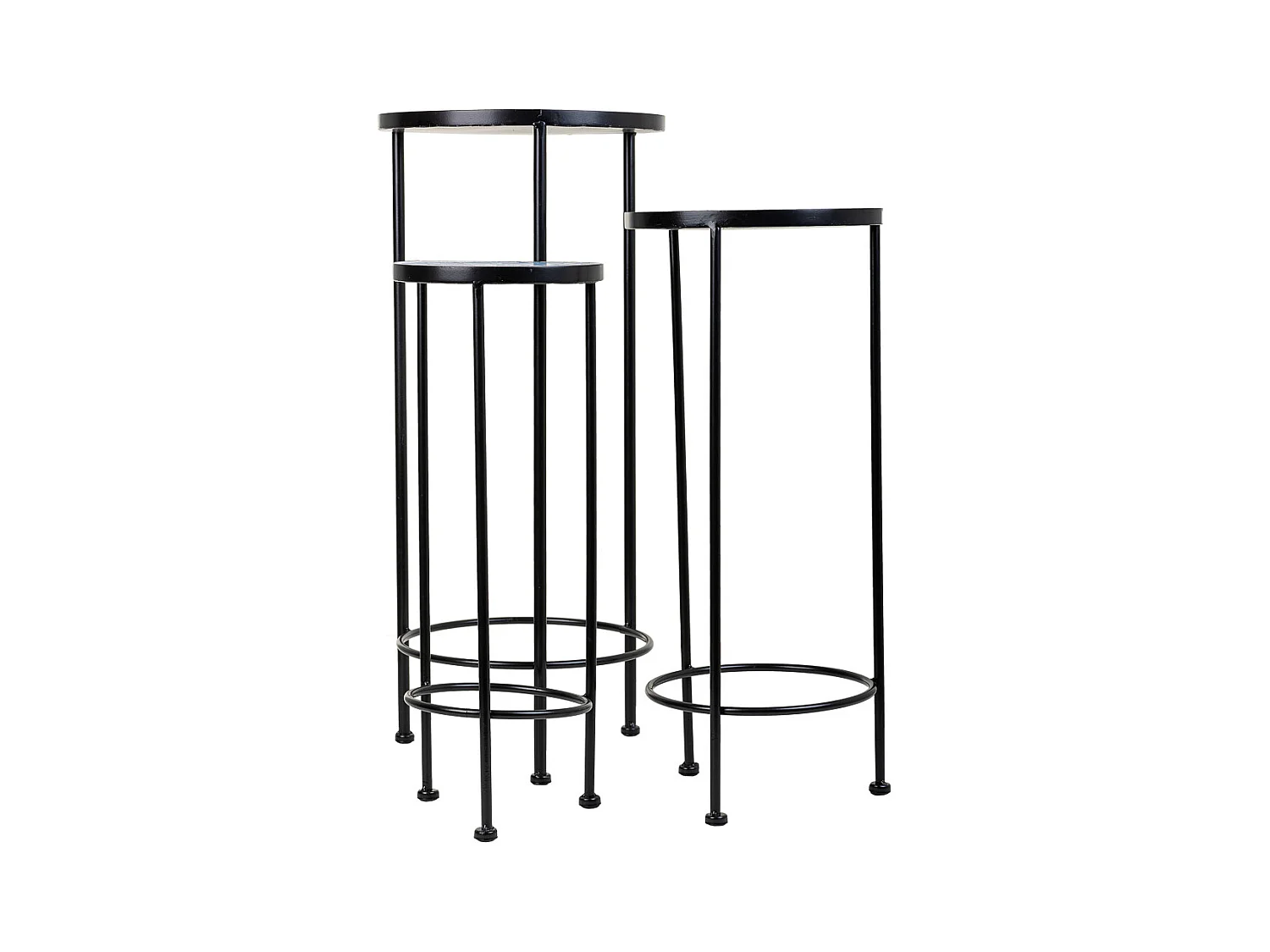 Ensemble de 3 supports en mosaïque et métal noirs
