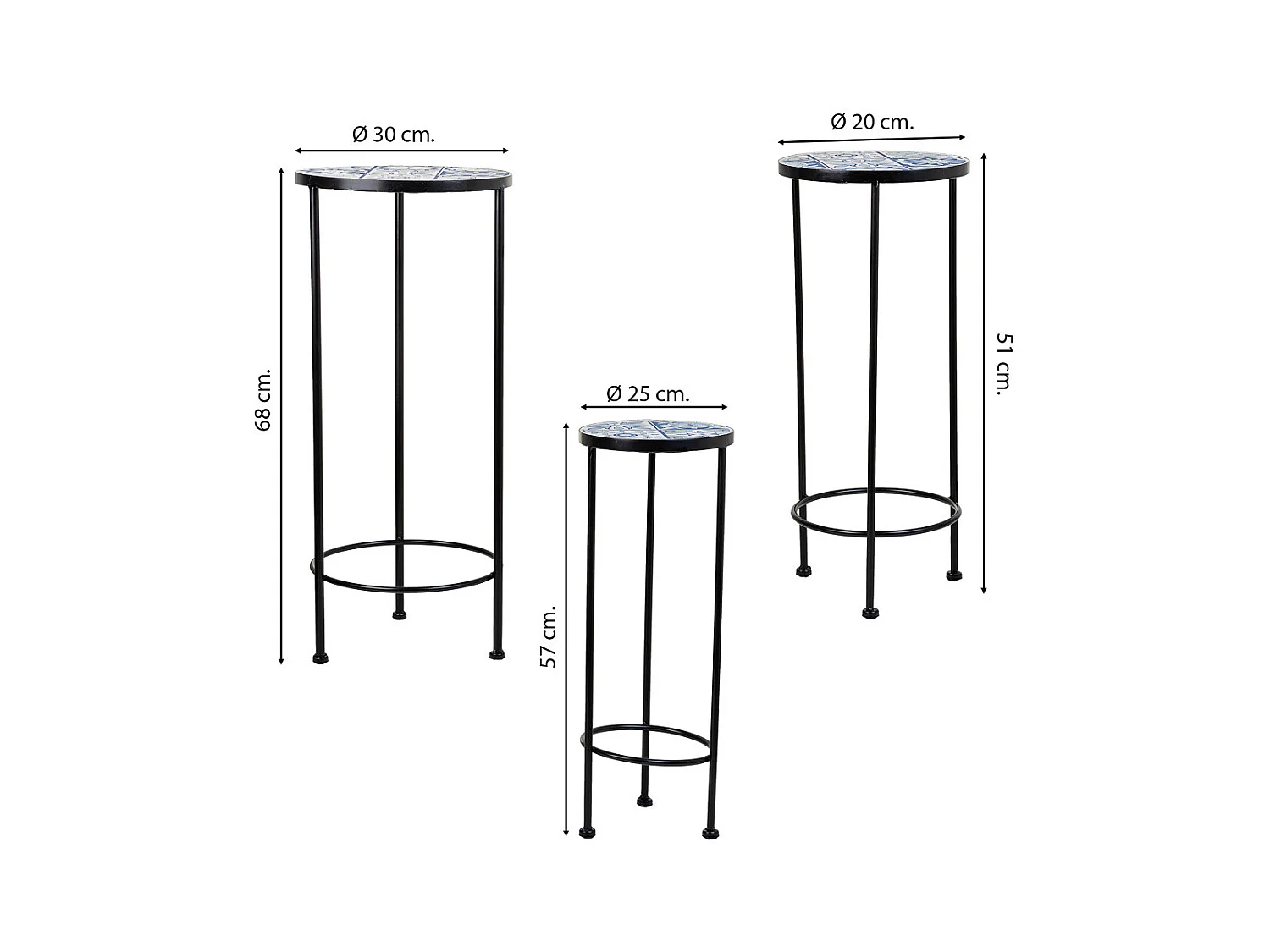 Set 3 soportes de mosaico y metal negros