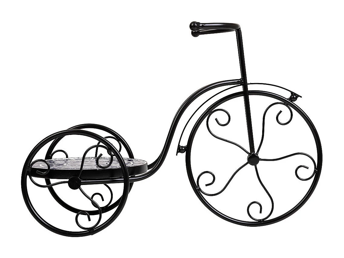 Portavaso bici in mosaico e metallo nero 53x23,5x36h