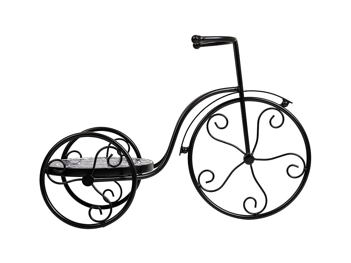 Support de pot de fleurs vélo en mosaïque et métal noir 53x23.5x36h
