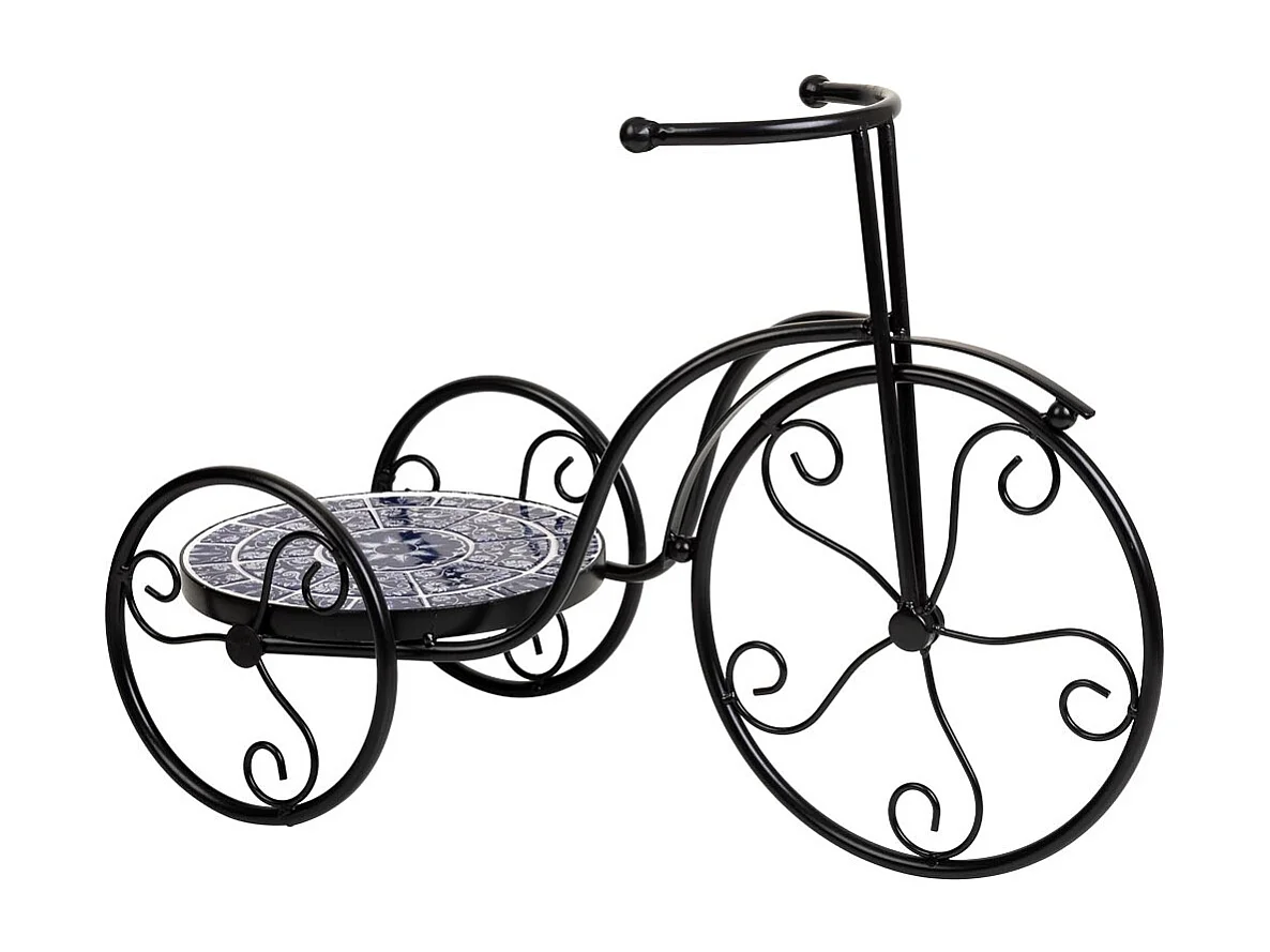 Blumentopfhalter Fahrrad aus Mosaik und schwarzem Metall, 53 x 23,5 x 36 h cm
