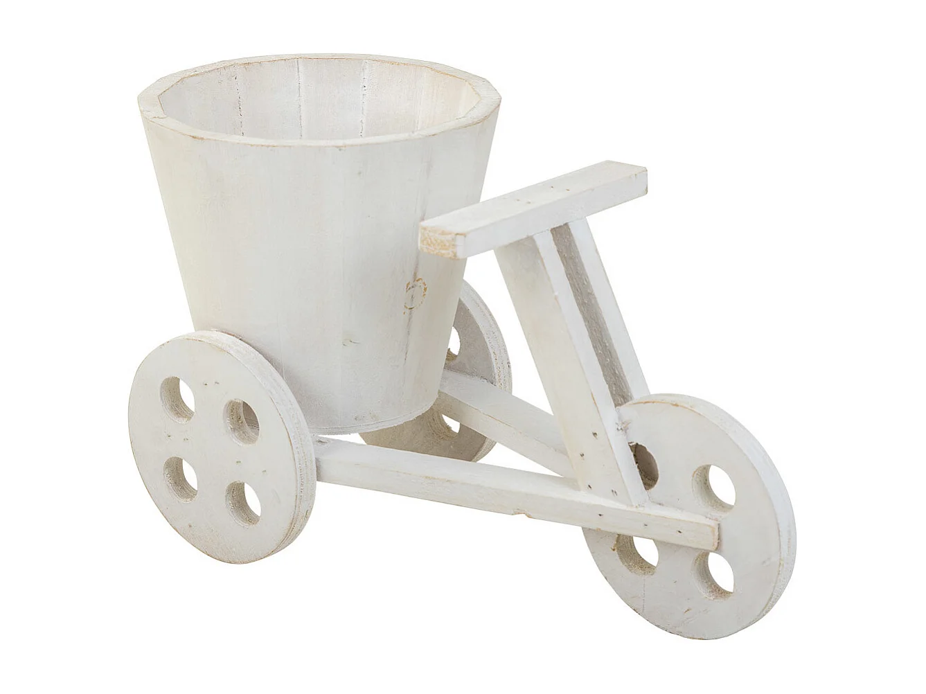 Portavaso bici in legno bianco 24x14x19,5h