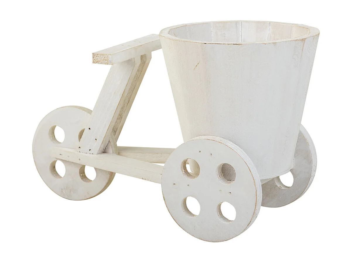 Suporte para Vaso de flores para bicicleta em madeira branca 24x14x19,5