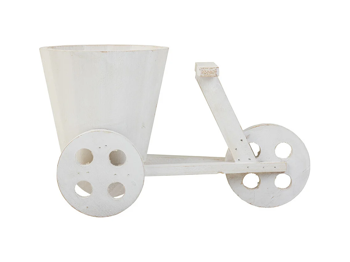 Support à vélo pour pot de fleurs en bois blanc 24x14x19,5h