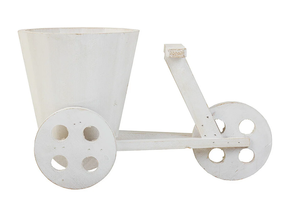 Weißer Fahrrad-BlumentopfstÃ¤nder aus Holz, 24 x 14 x 19,5 h cm