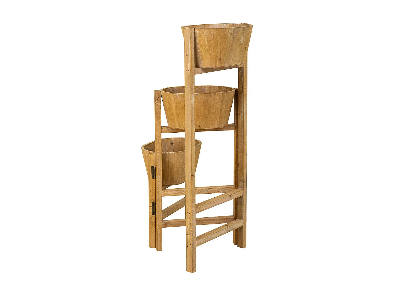 Soporte con 3 Cestos de madera marrón 89x18x79
