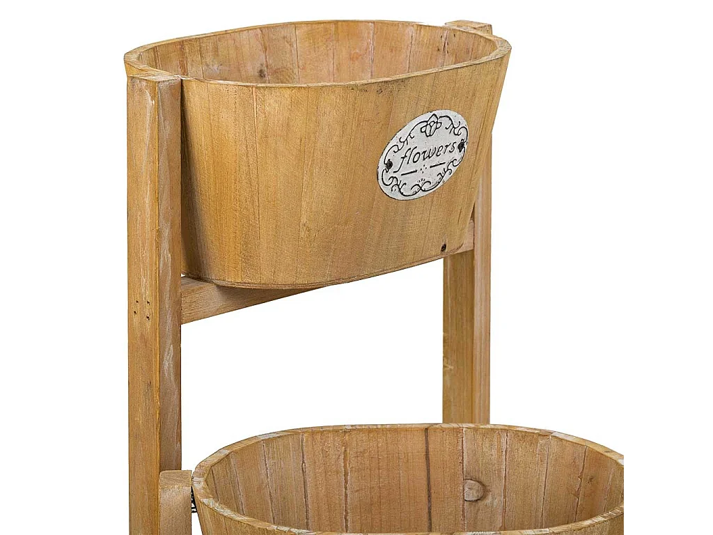 Suporte com 3 cestos de madeira castanhos 89x18x79