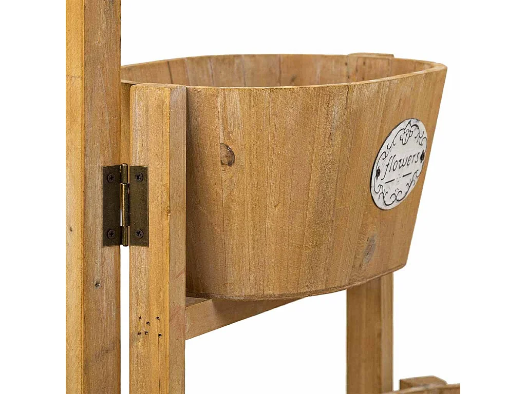 Soporte con 3 Cestos de madera marrón 89x18x79