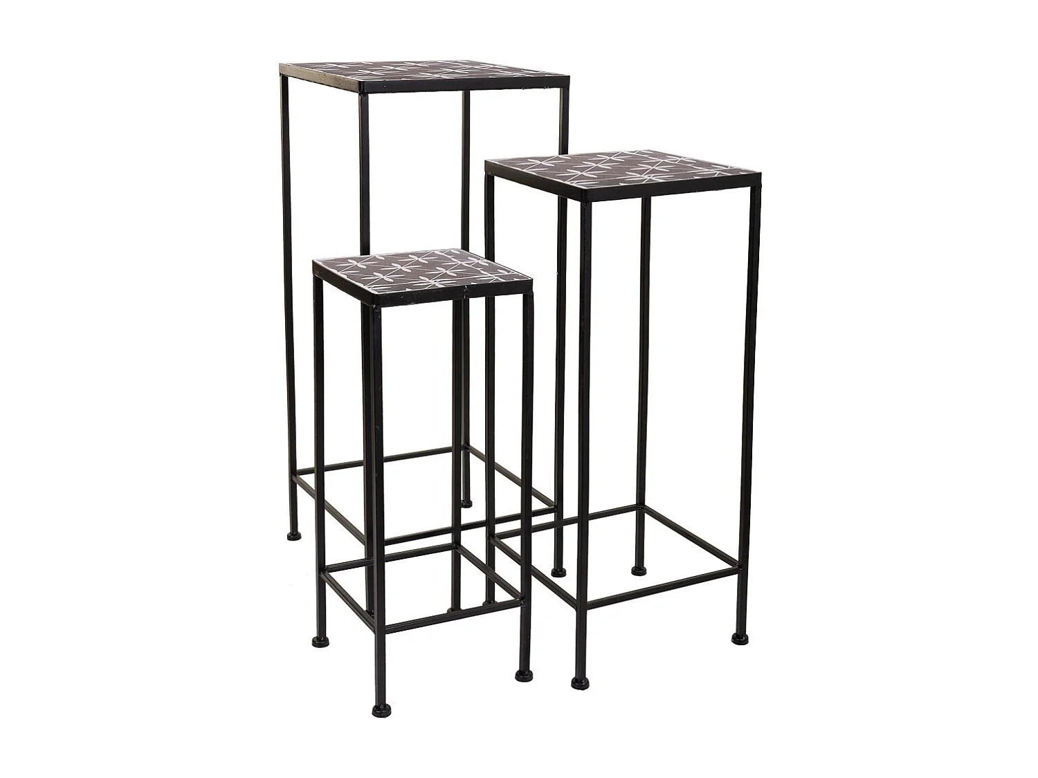 Set mit 3 Blumentopfstützen aus schwarzem Metall