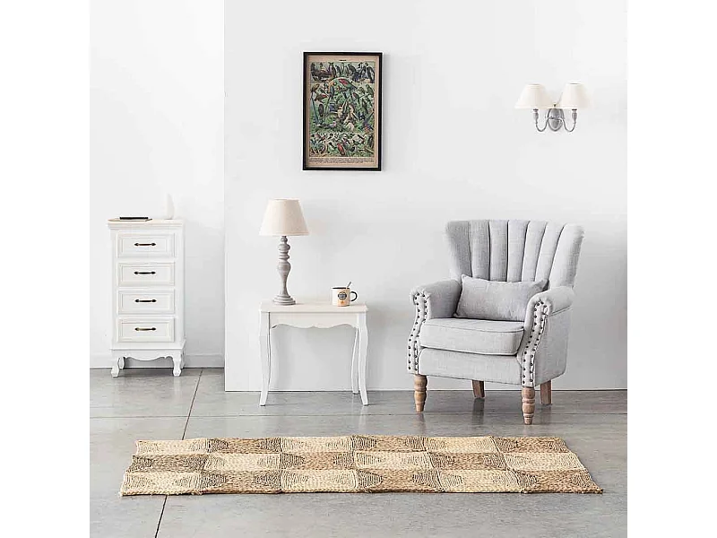 Tappeto marrone in fibra naturale intrecciato a mano 90x180x2h