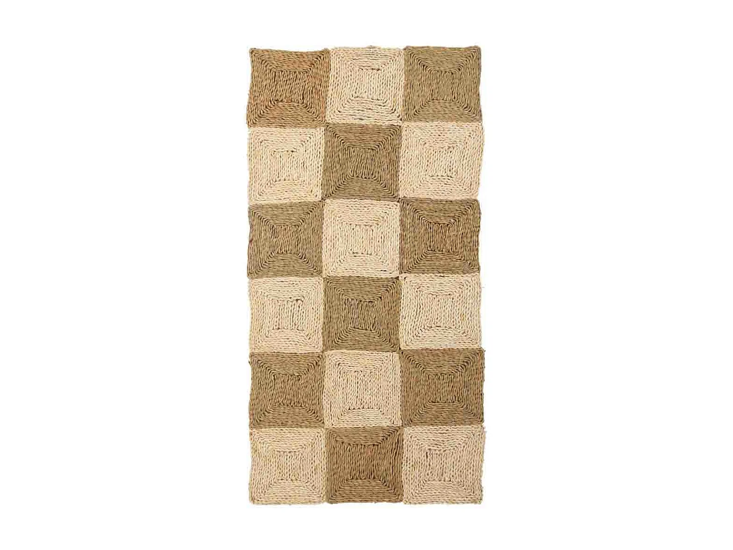 Tappeto marrone in fibra naturale intrecciato a mano 90x180x2h