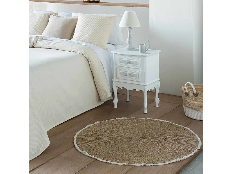 Alfombra fibra natural tejido artesanal marrón d100x1