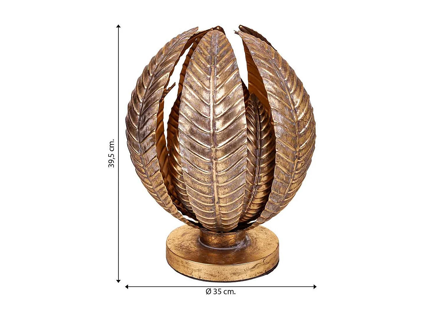 Candeeiro de mesa em metal dourado 35x35x39,5