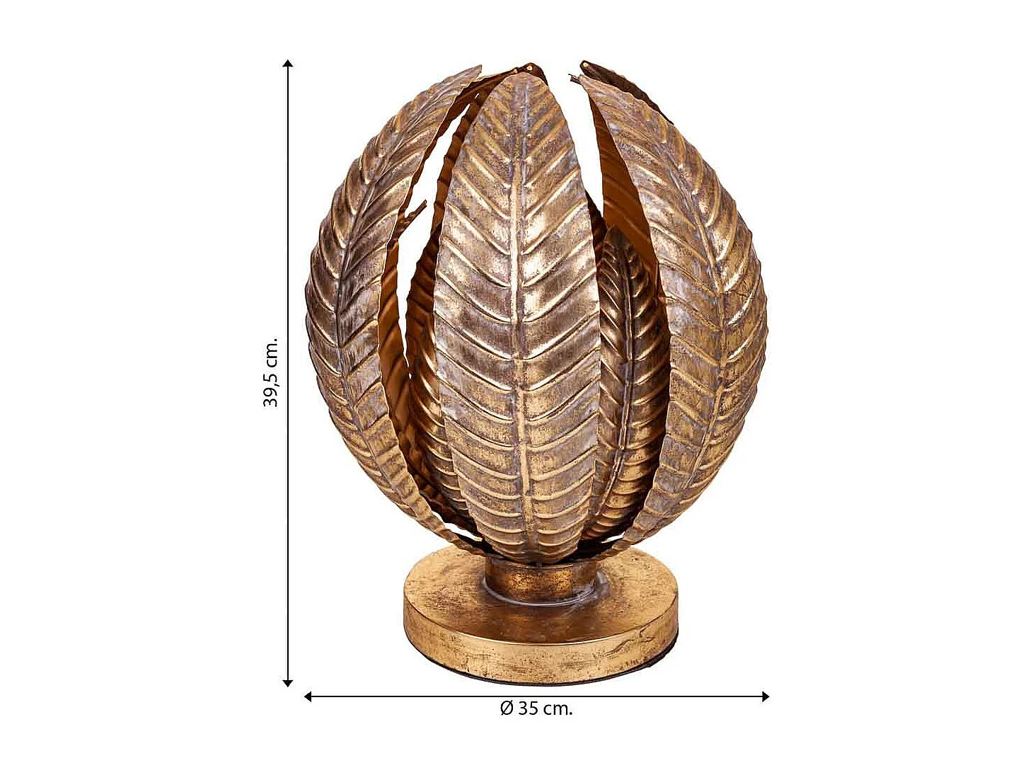 Candeeiro de mesa em metal dourado 35x35x39,5