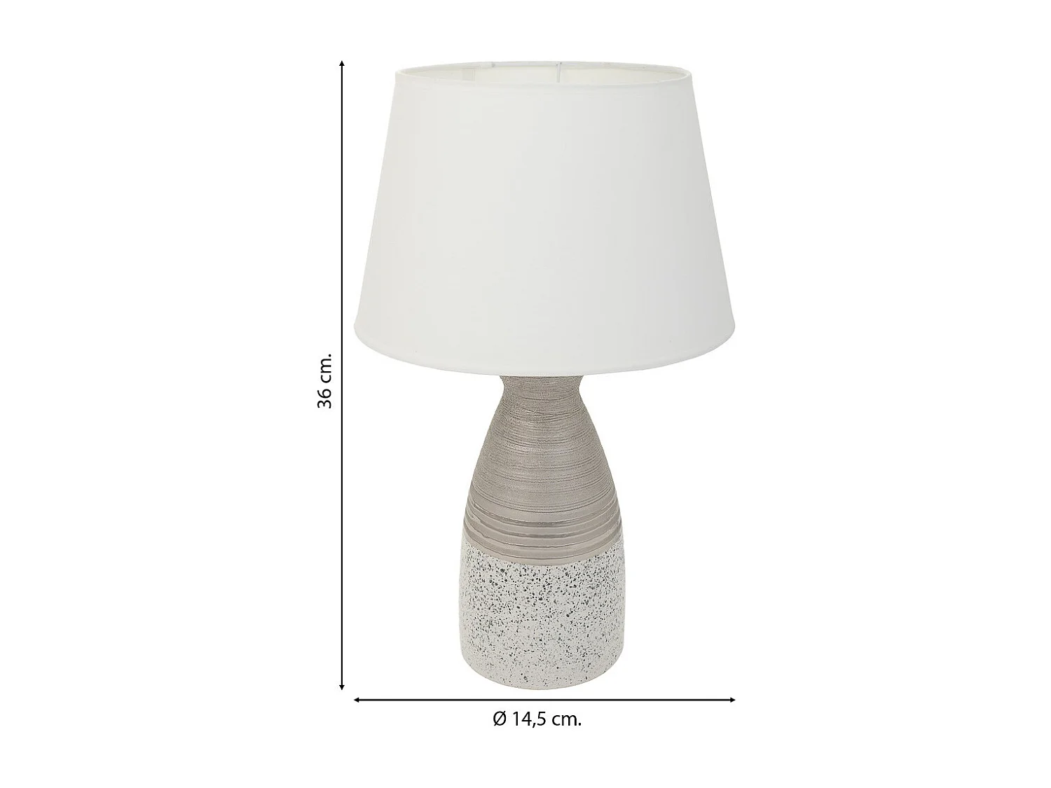 Lampada da tavolo in ceramica argento 14,5x14,5x36h