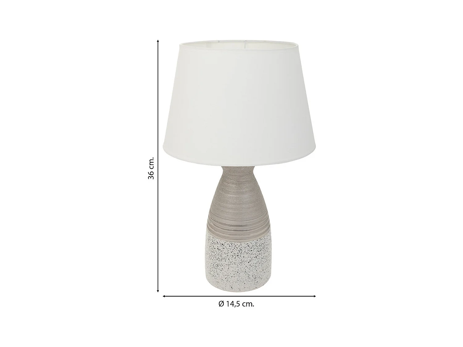 Tischlampe aus silberner Keramik, 14,5x14,5x36 h cm