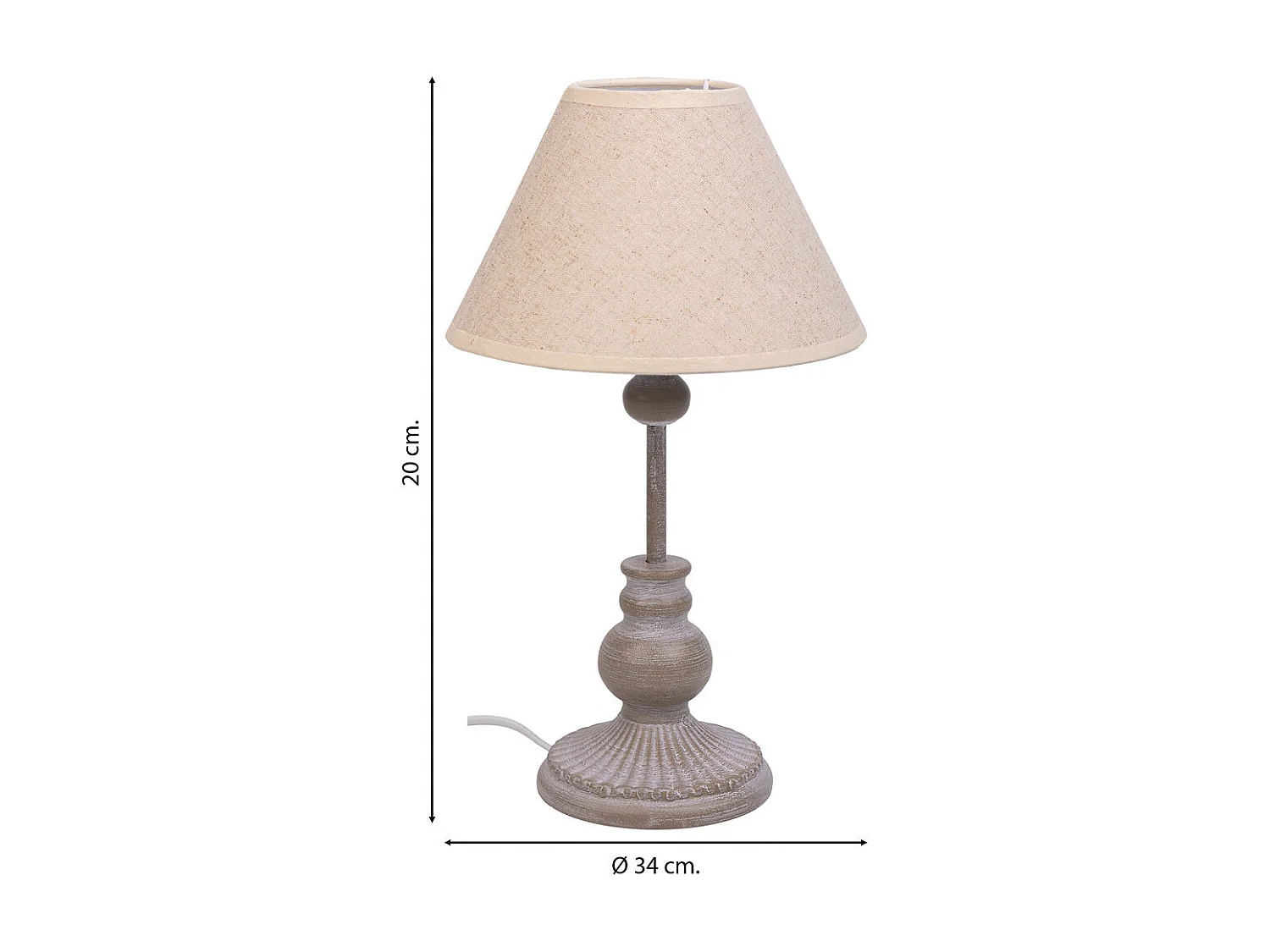 Candeeiro de mesa em metal cinzento 20x20x34