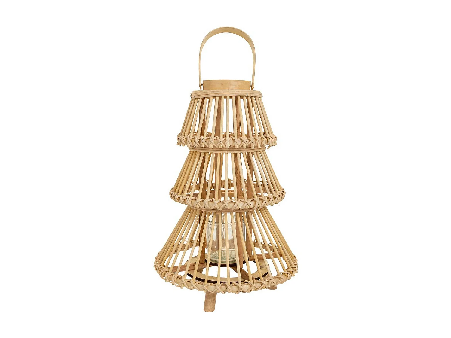 Lanterna portacandela in bambù marrone d29x42h